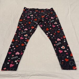 Faded Glory Heart and XOXO Print Leggings - Black and Pink
